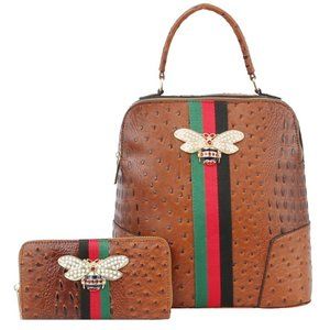 Queen Boss Bee Stripe backpack and wallet